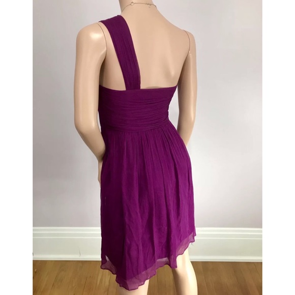 J CREW Magenta Silk Chiffon One Shoulder Dress - Picture 3 of 4